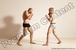 Underwear Martial art Man - Man White Moving poses Slim Short Blond Dynamic poses Academic